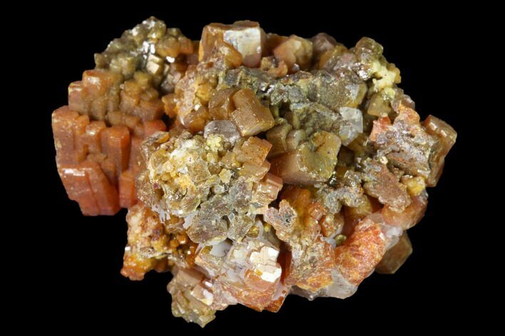 Vanadinite and Calcite Crystal Association - Apex Mine, Mexico #165336